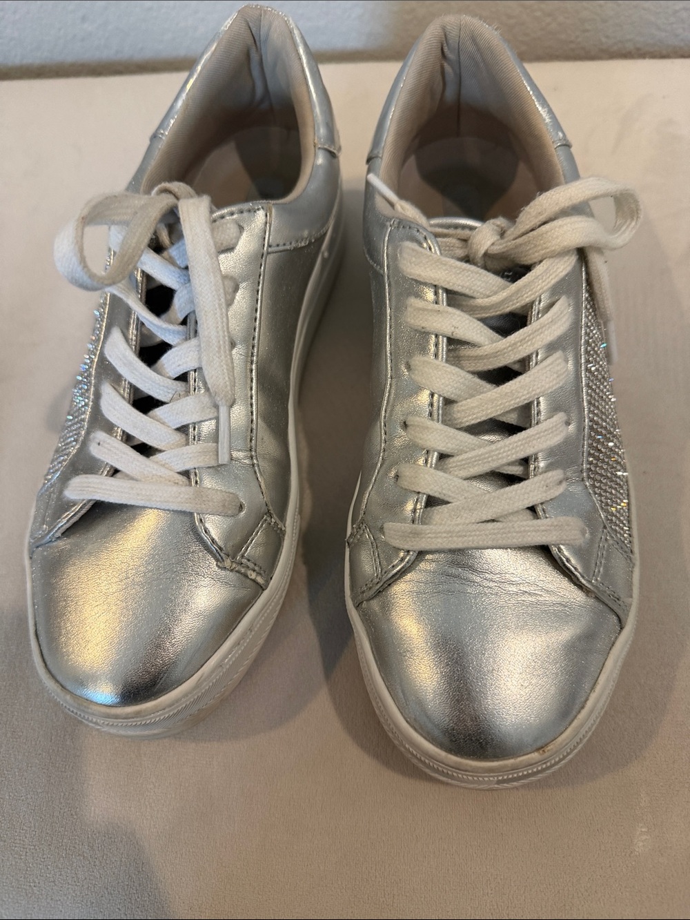 Nine West Silver Rhinestone Sneakers Size 8M